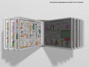 Настенная перекидная система а3 на 10 рамок (прозрачная) - Перекидные системы для плакатов, карманы и рамки - Настенные перекидные системы - Магазин охраны труда Протекторшоп